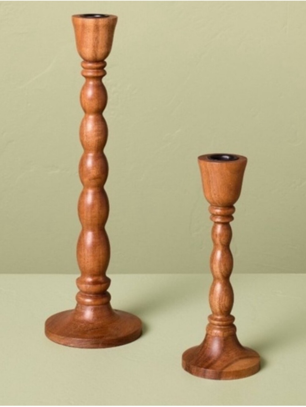 Hearth & Hand Magnolia **Set Of 2** Wood Wooden Candlesticks NEW